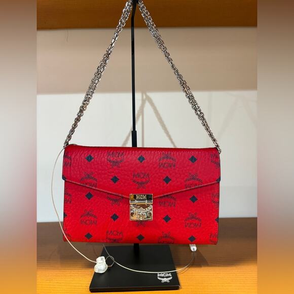 MCM Red Crossbody Bag with chain NWT